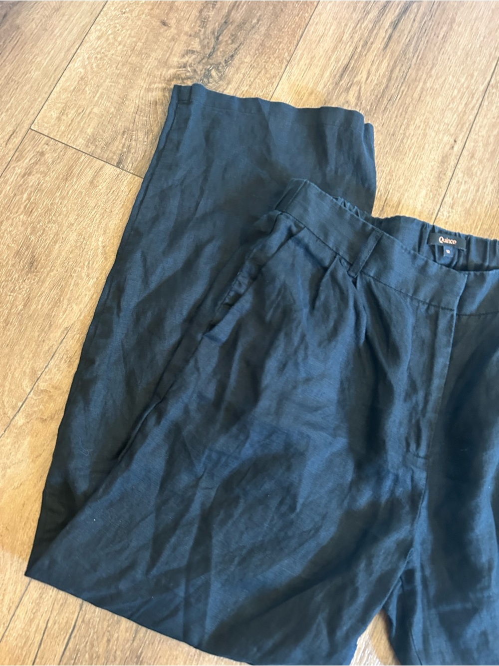 Quince Black Linen wide leg Chinos